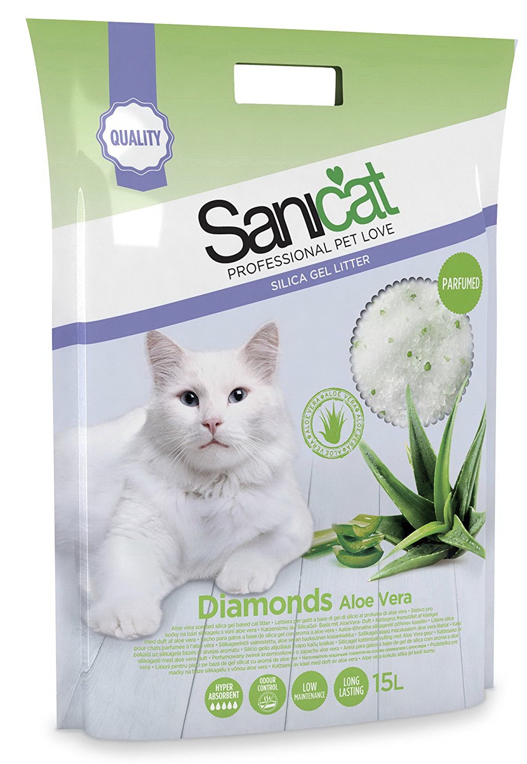 Cát vệ sinh cho mèo Sanicat thuỷ tinh Aloe Vera 5L 
