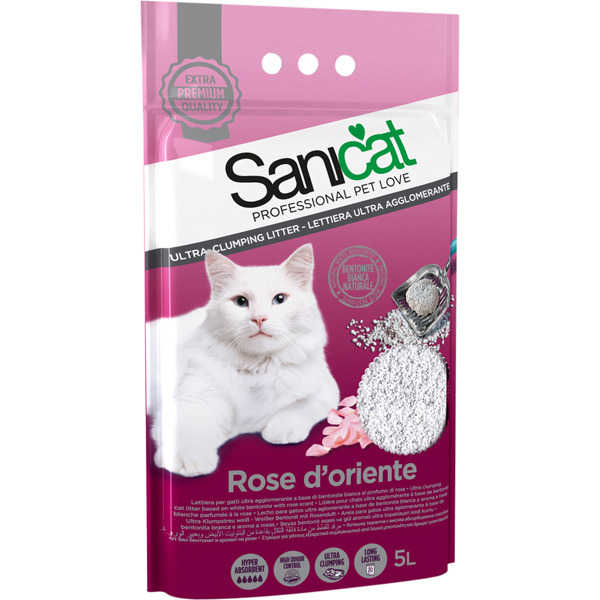 Cát vệ sinh cho mèo Sanicat dạng sỏi hương hoa hồng 5L 