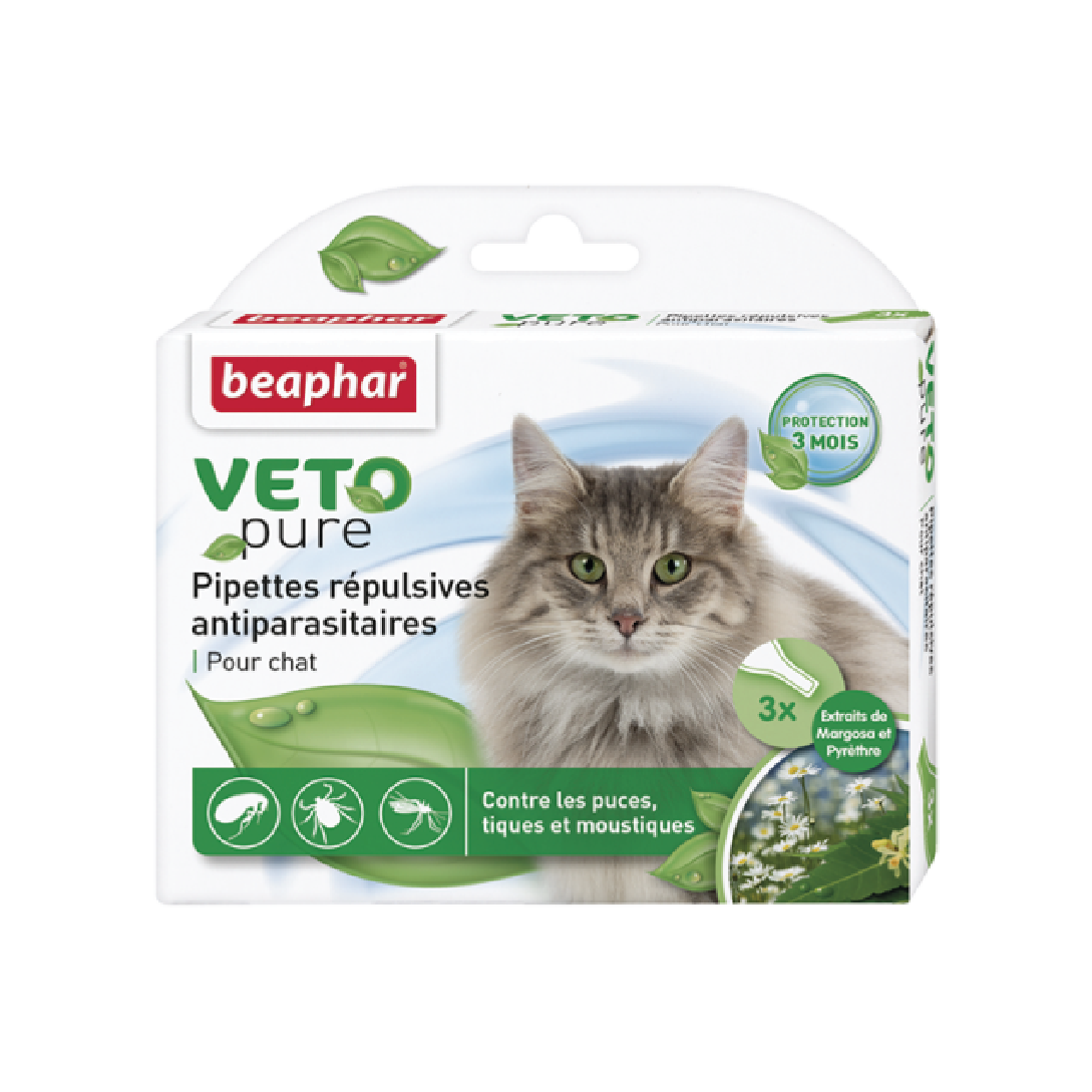 Nhỏ gáy ngăn ngừa ve cho mèo Beaphar vetopure flea&tick spot on bio green 